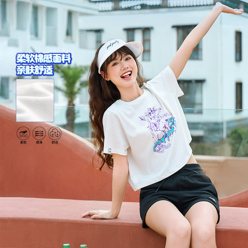 李宁 x 英雄联盟泳池派对联名系列女子宽松短袖文化衫AHSUA66-B品