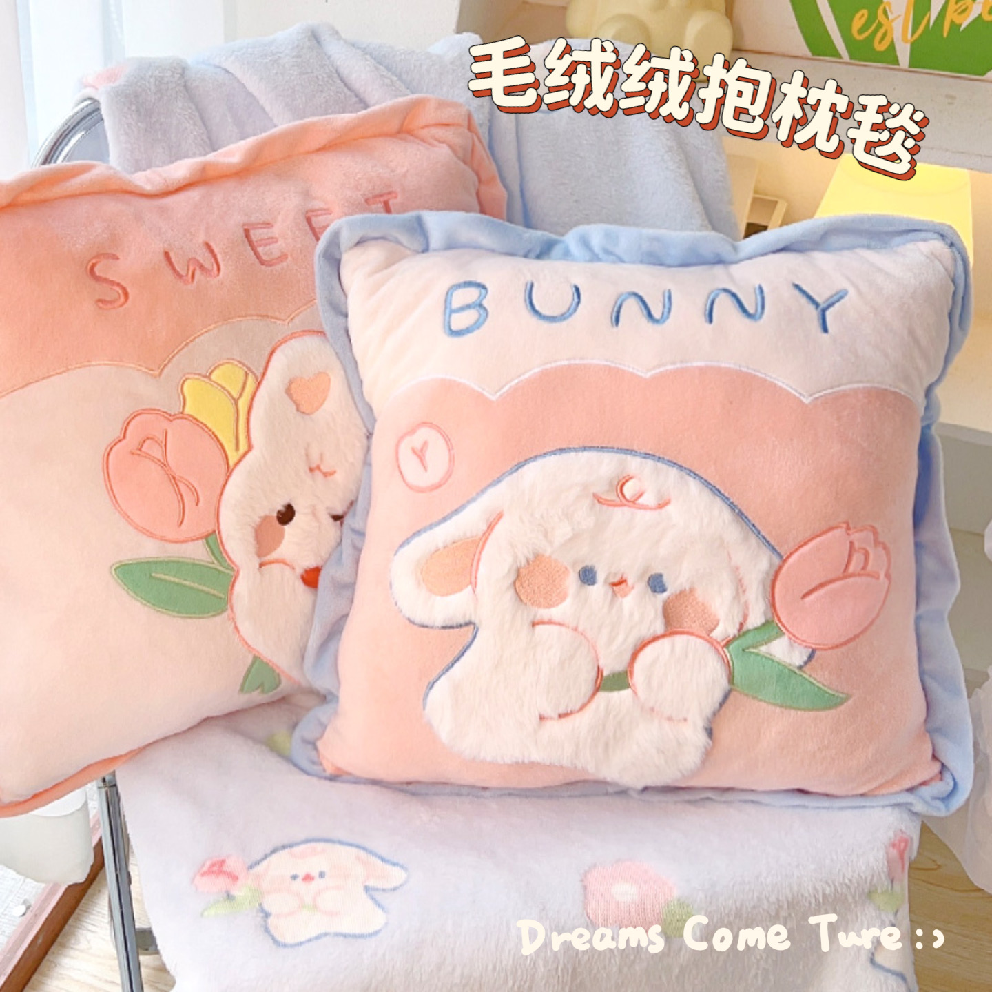 抱枕毯子二合一被子两用女生睡觉专用冬天加厚办公室午睡毛毯枕头