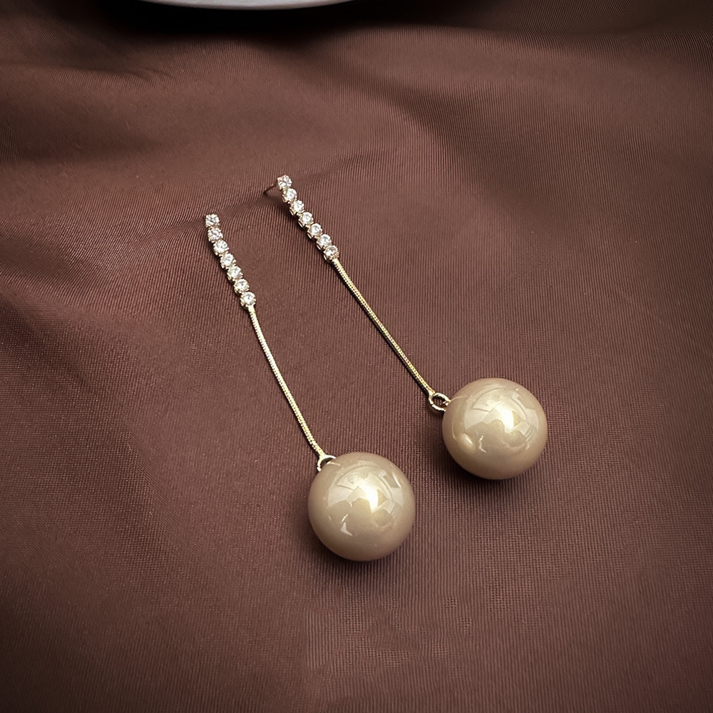 铜合金仿珍珠耳饰 【流光影】气质轻奢时尚百搭简约长款经典-600