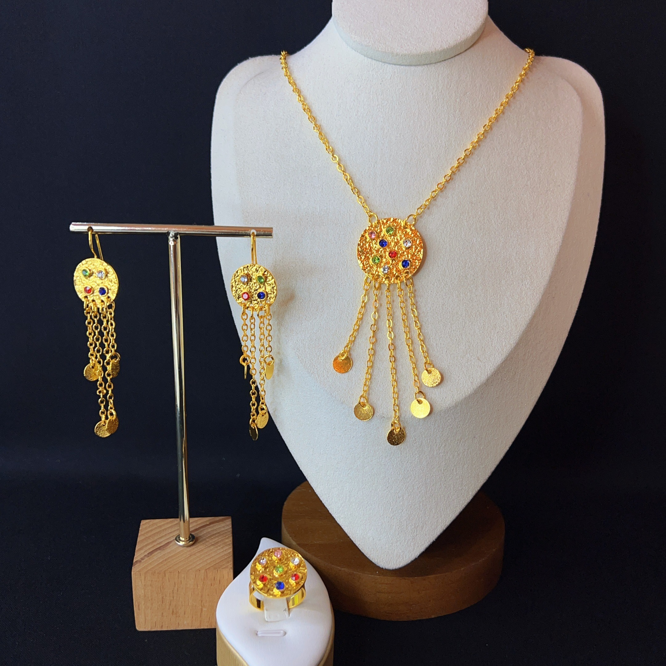 铜合金项链 哈尼西牧铜合金时尚三件套#0006778