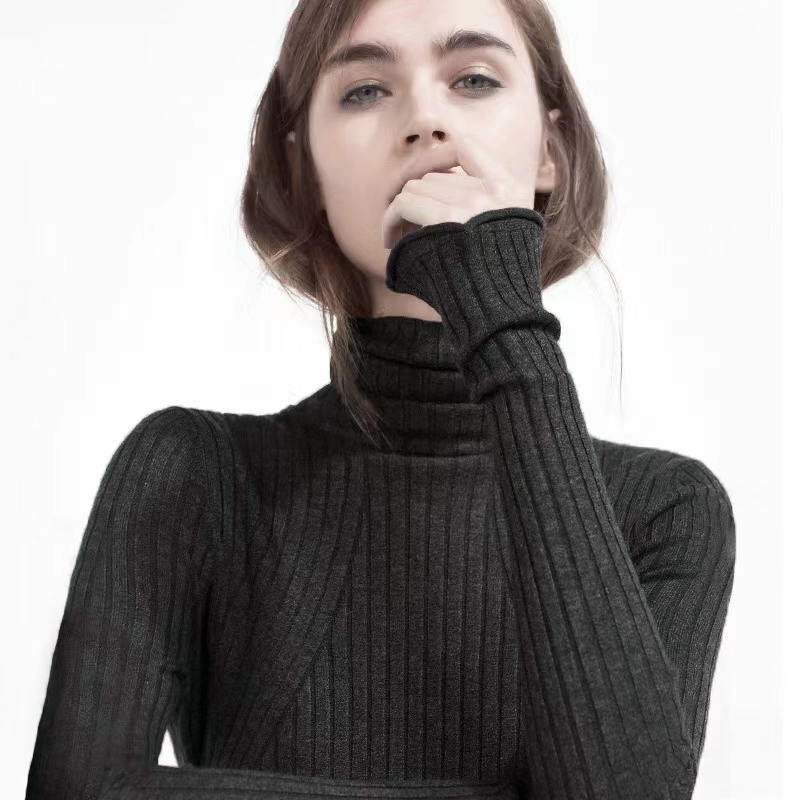 高领羊毛针织衫女打底衫加厚款秋冬2025新款修身内搭毛衣软糯上衣