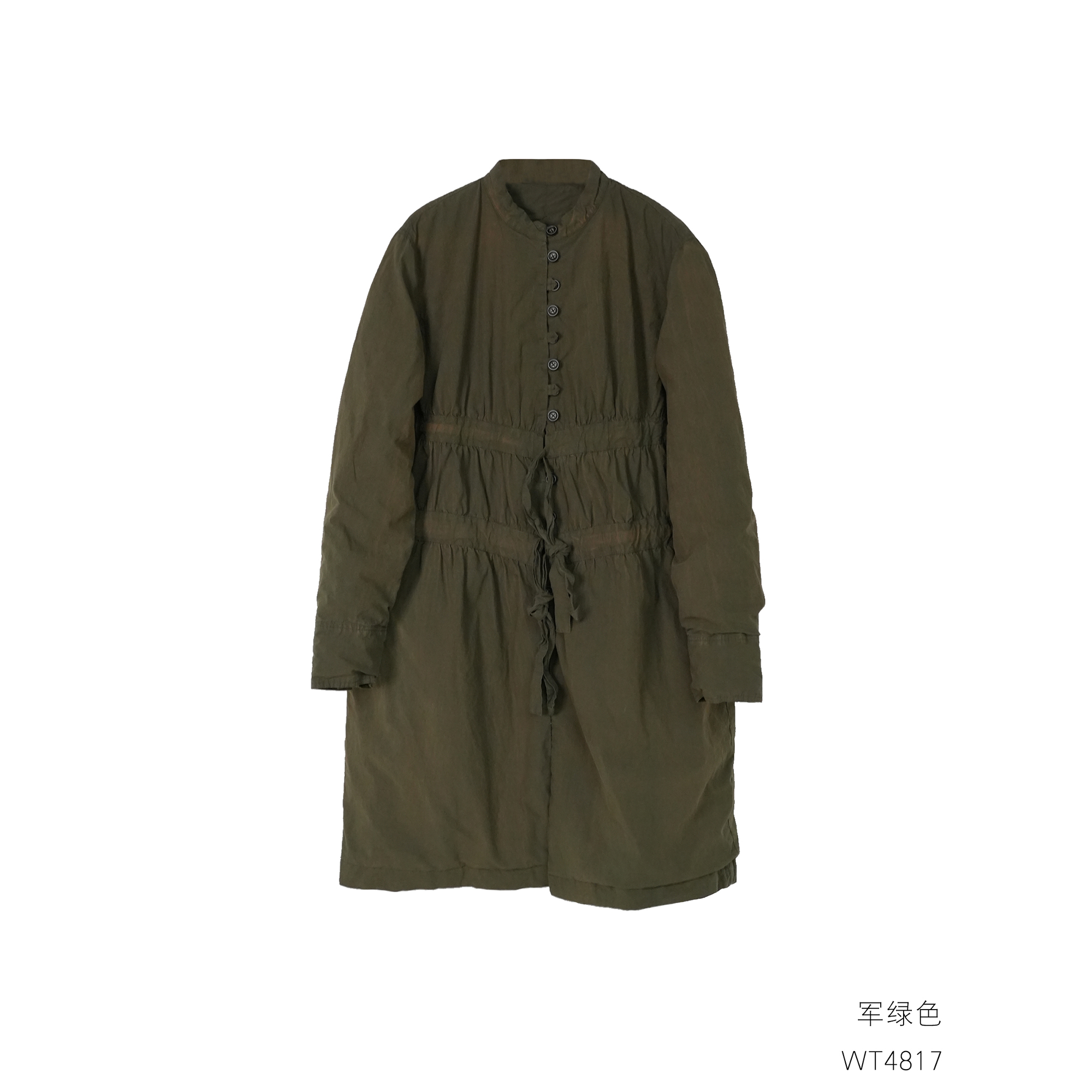 几见 原创设计白鸭绒羽绒服长款外套女圆领简约复古民族风WT4817