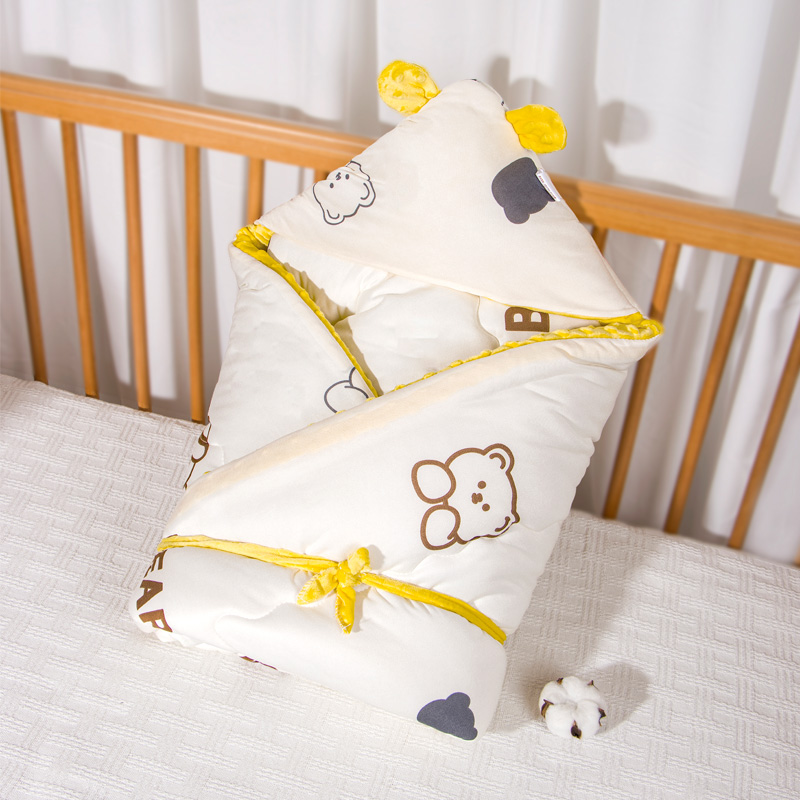 产房豆豆绒秋冬厚款新生婴儿抱被 新生儿产房加厚裹被夹棉包被