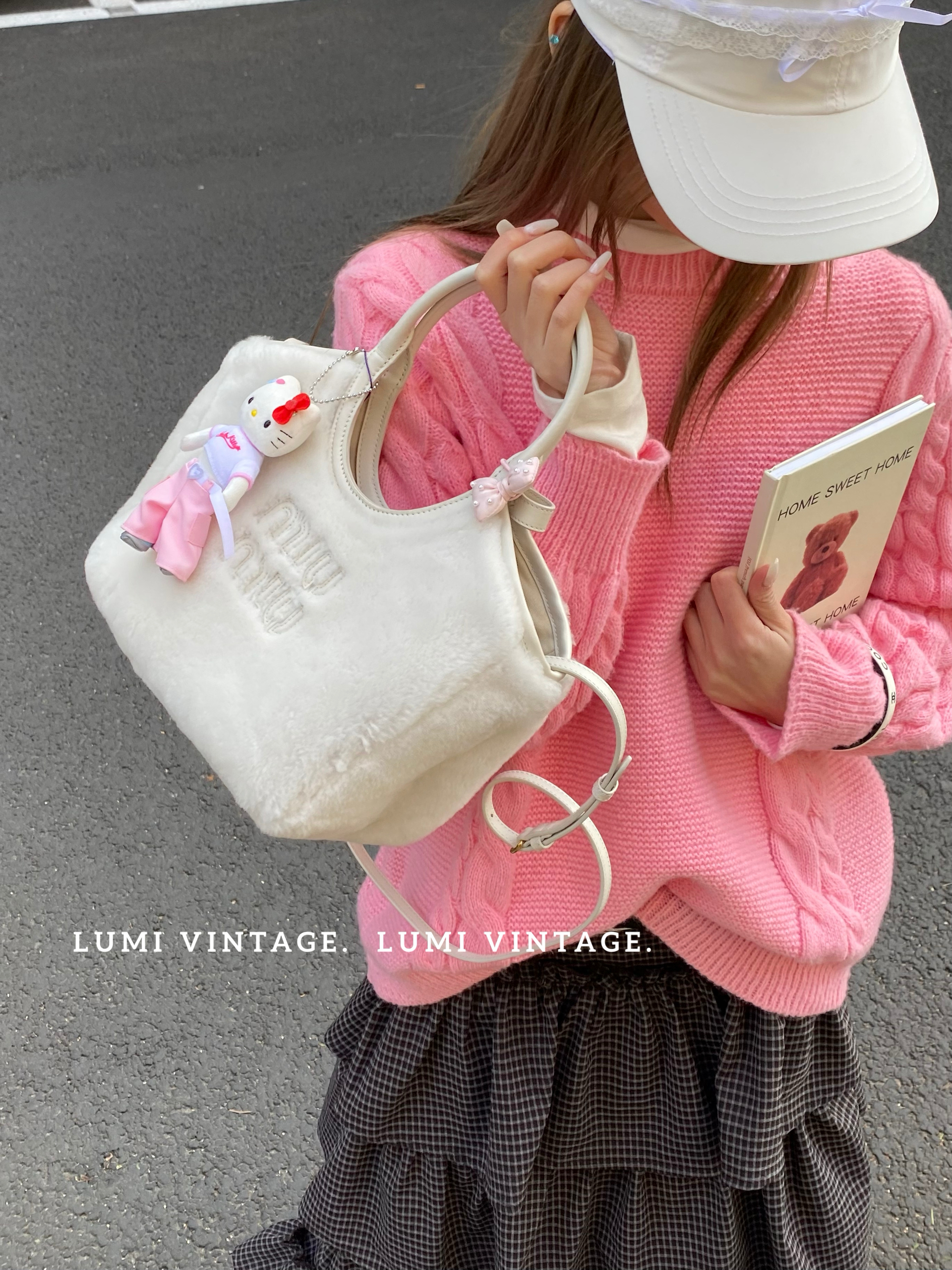 95新 MIU MIU/缪缪 ivy限定毛绒托特单肩包97098372