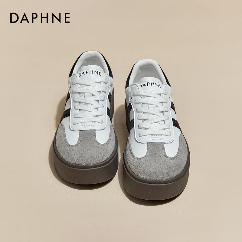达芙妮2024秋季新款经典百搭德训鞋厚底增高休闲板鞋小众女款鞋子