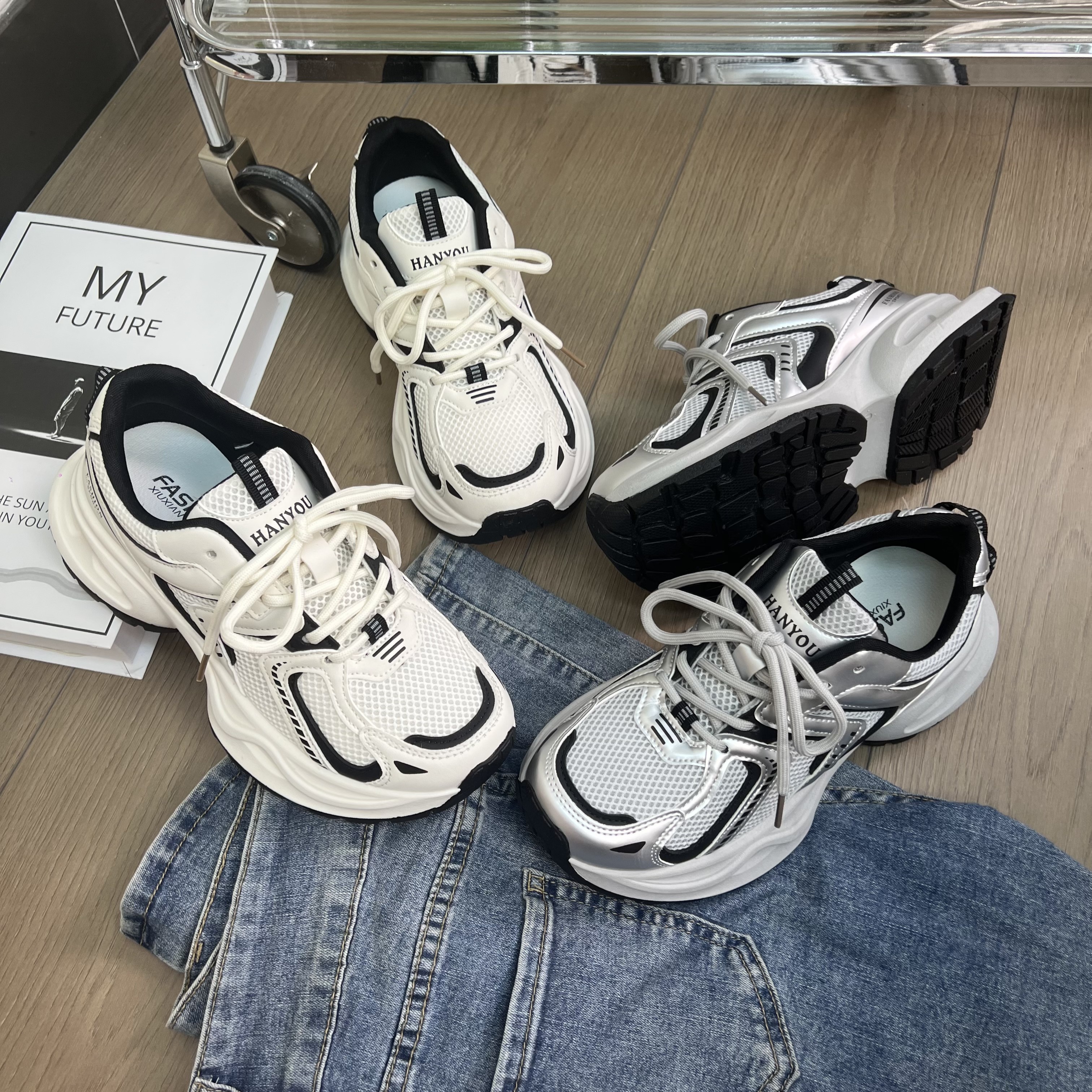 【现货】老爹鞋女2025秋季新款爆款休闲鞋软底轻便透气网面运动鞋女