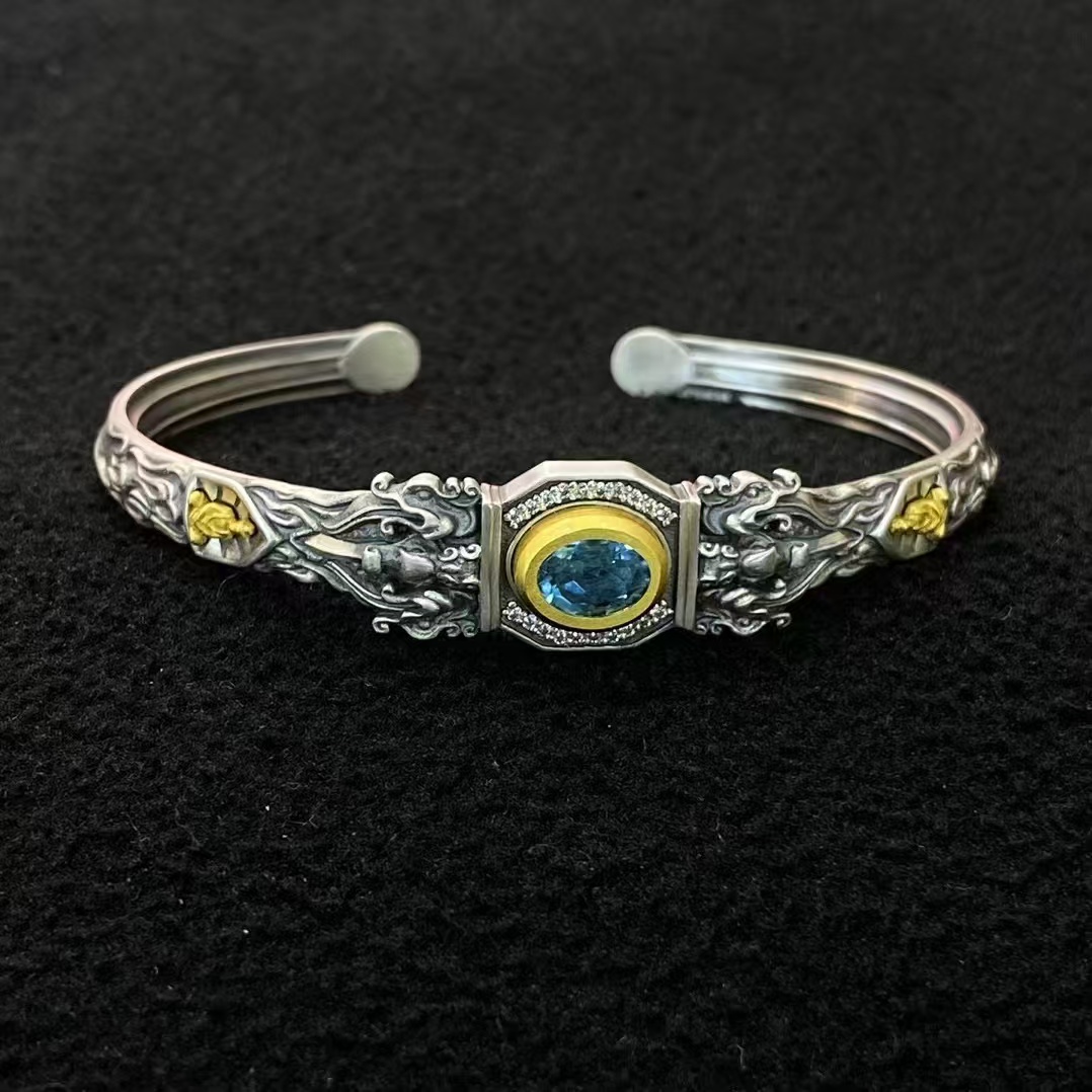 925银手镯 藏式925银原创设计无相佛手镯