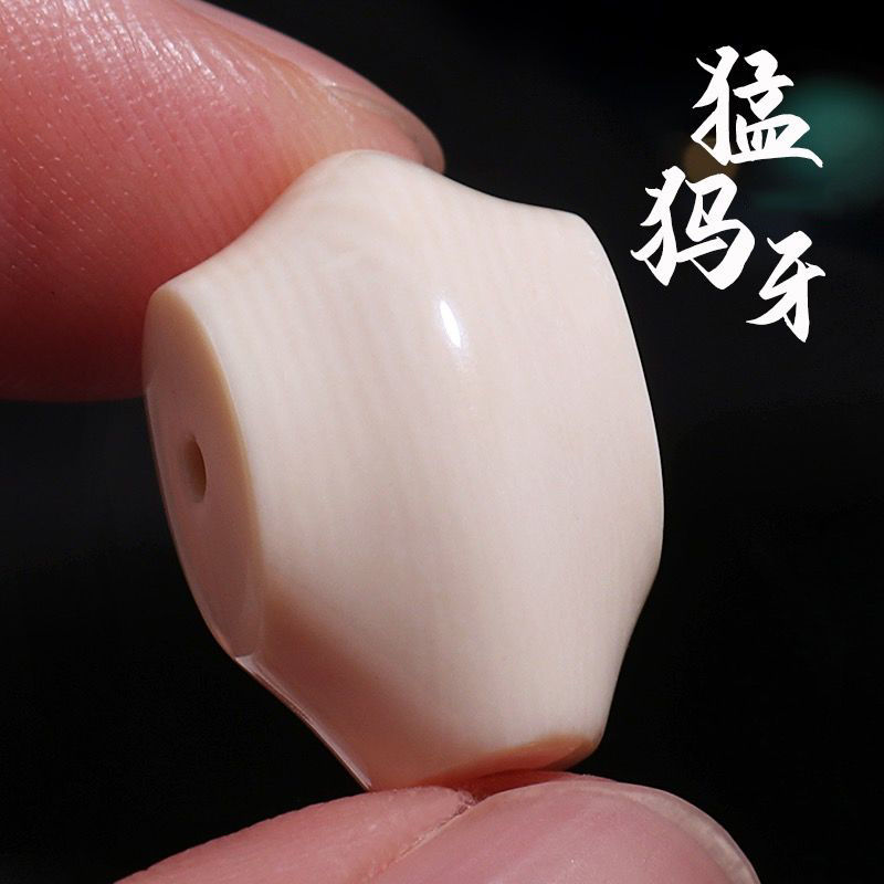 纯天然猛犸象牙鲨鱼鳍背雕刻猛犸牙三通2.0粗孔文玩手串diy配饰