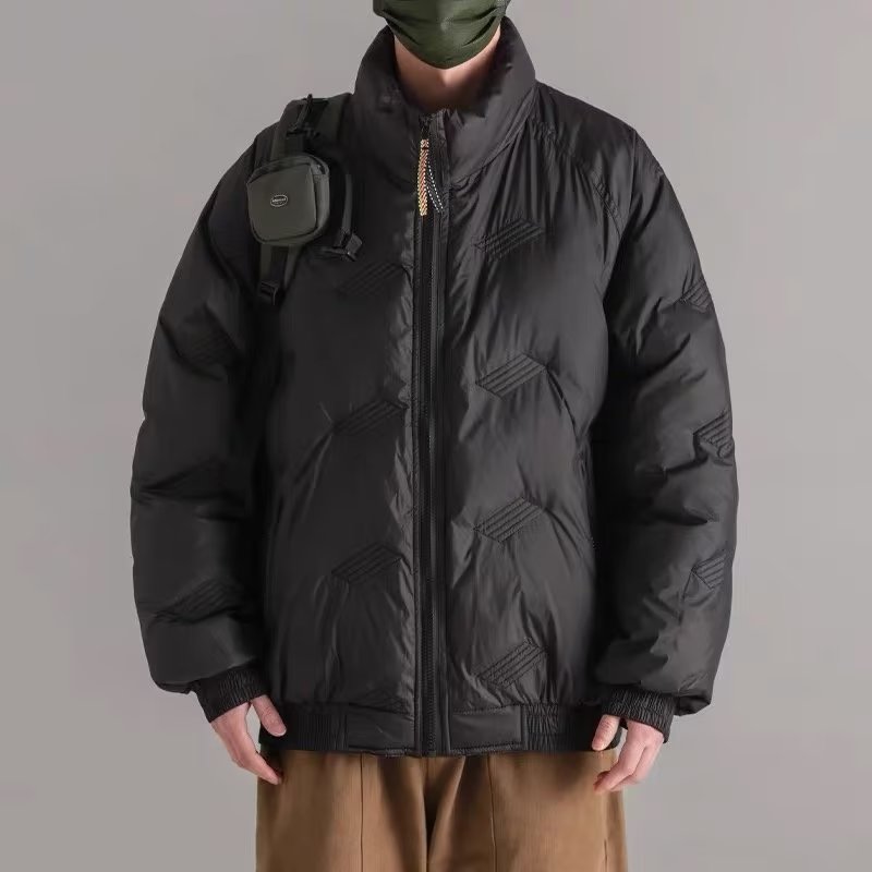 冬季纯色加厚立领棉衣男宽松棉袄休闲羽绒服棉服外套男棉衣外套