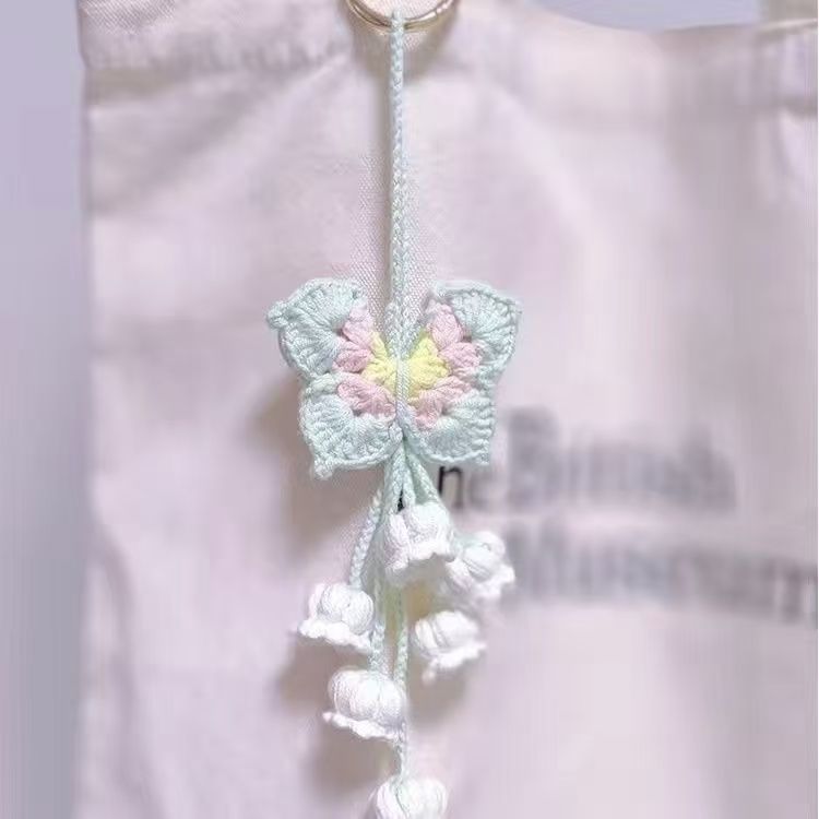 【爱宝】蝴蝶铃兰花朵挂件手工编织DIY材料汽车挂件