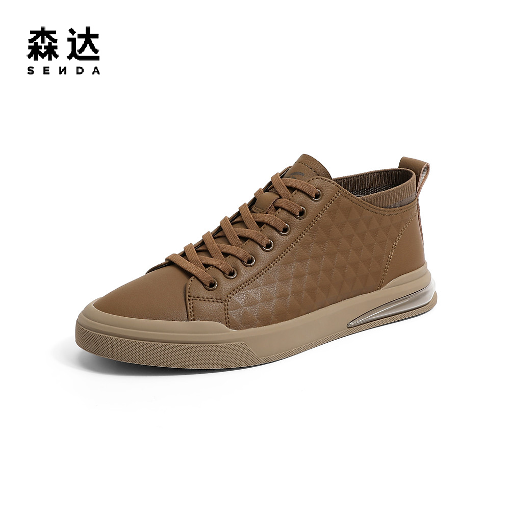 森达时尚板鞋男春季新款商场同款潮流棋盘格休闲鞋1FV01AM3