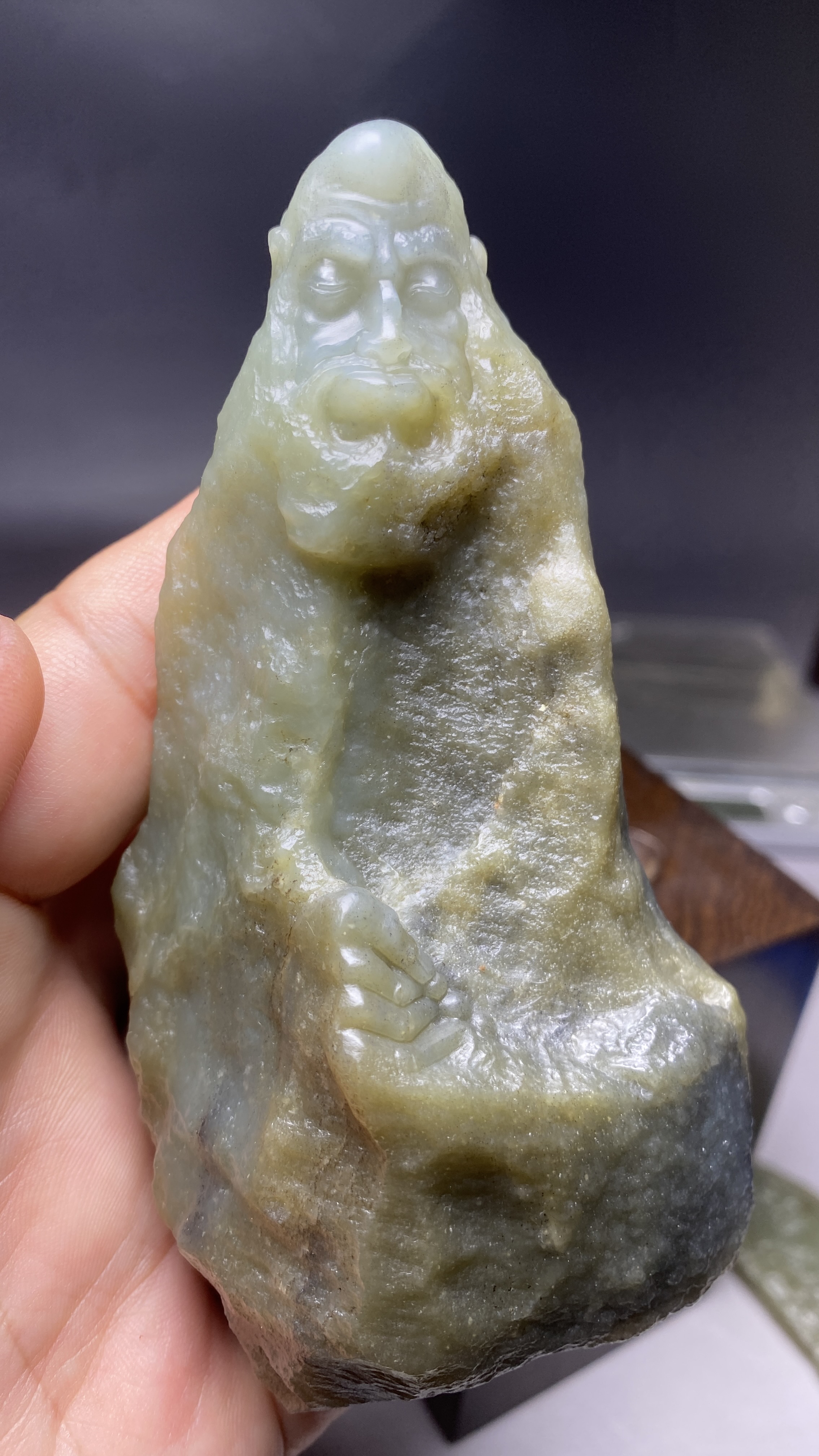 新疆和田玉戈壁料达摩摆件