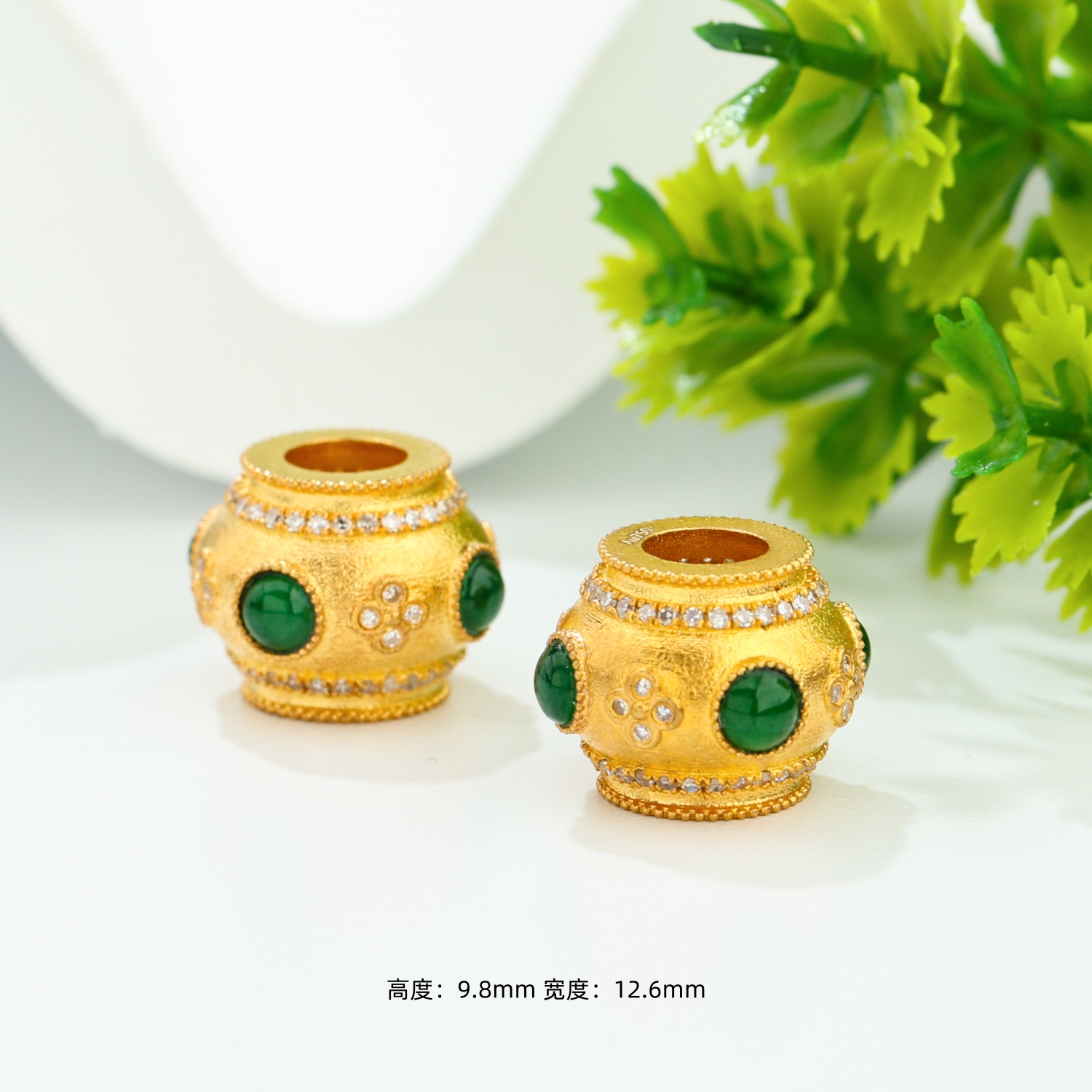 <金豆VIP定制>·聚宝盆·18k金重工款缅A翡翠隔珠配件高定款JC231