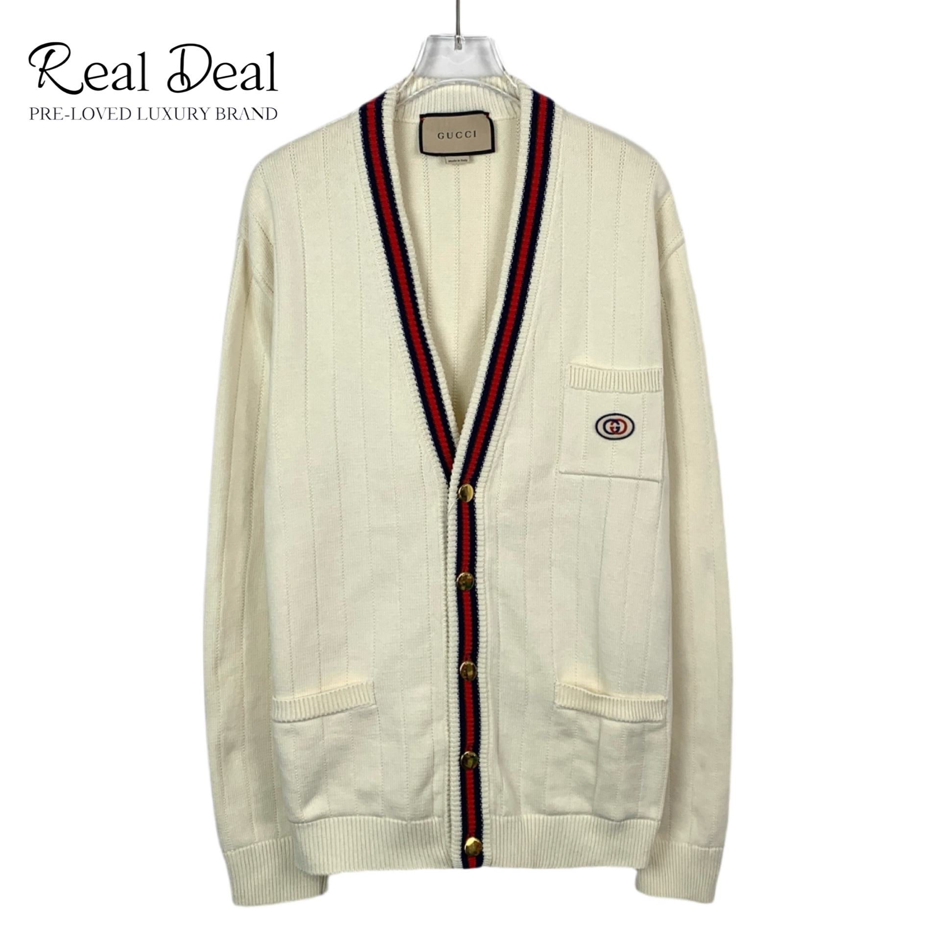 99新 GUCCI/古驰 H10054 logo徽标针织开衫 S码