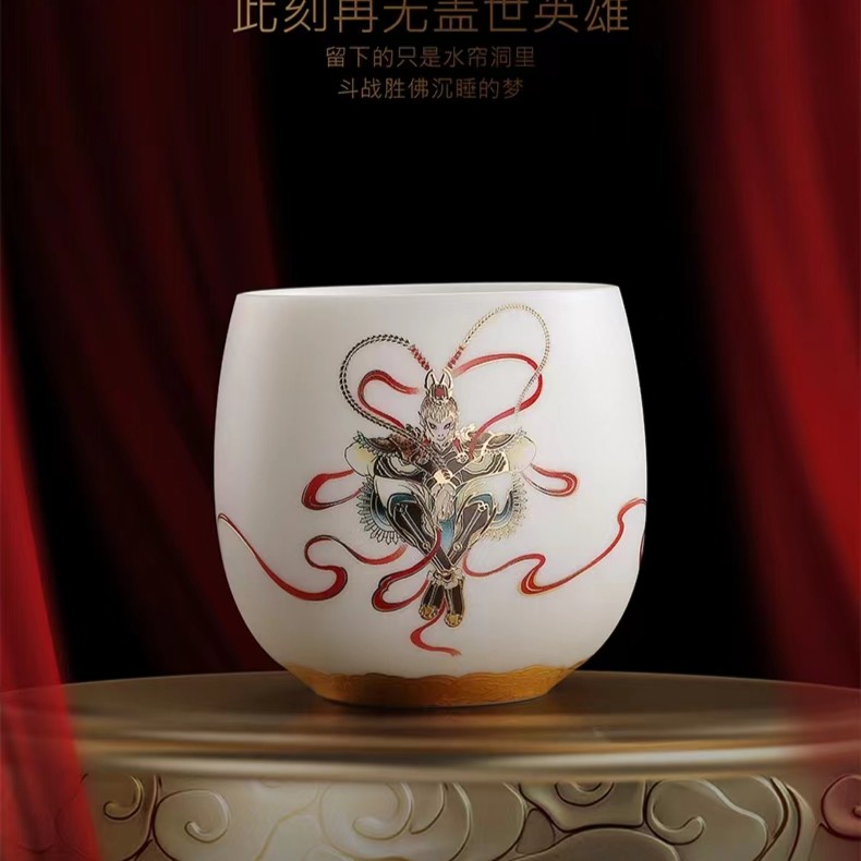 斗战胜佛手工创意大号禅意家用陶瓷无盖礼盒装手绘彩绘水墨主人杯
