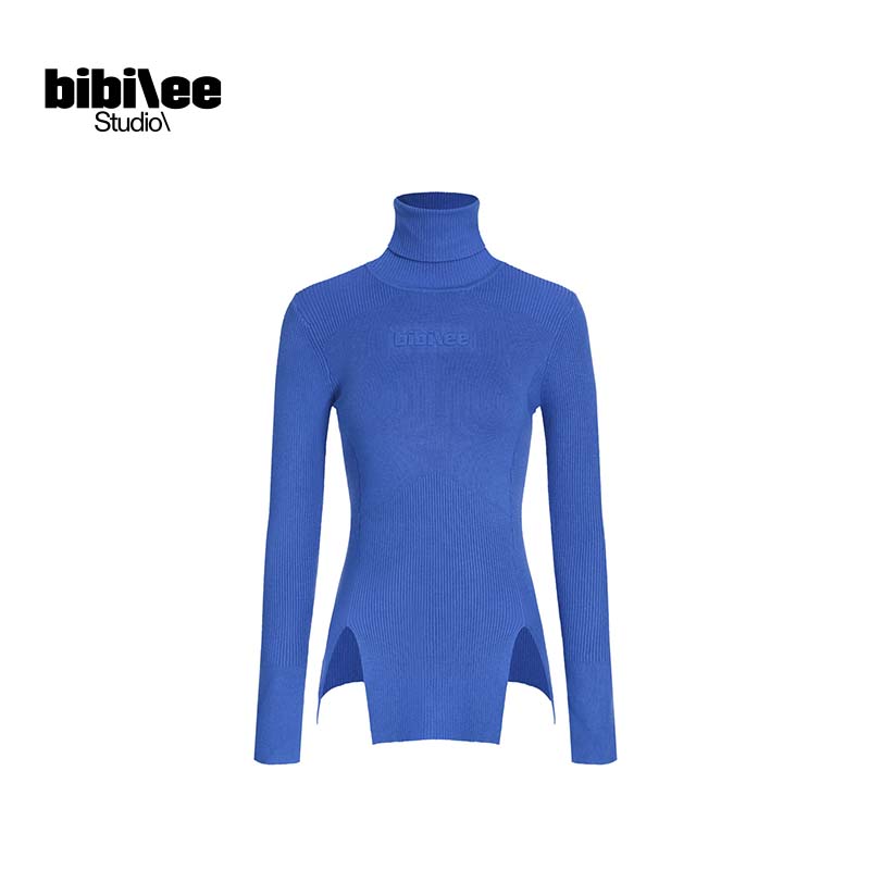 【BIBILEE STUDIO设计师品牌】24秋冬新对称开衩高领针织衫BBL462