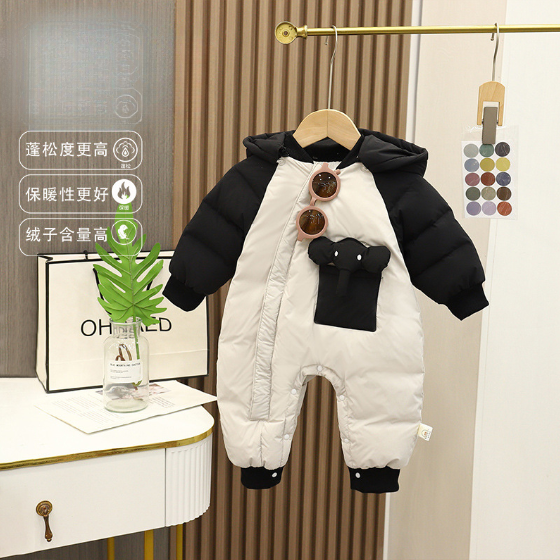 婴儿羽绒棉服冬季白鸭绒女宝宝加绒加厚衣服冬连体衣保暖冬装秋冬