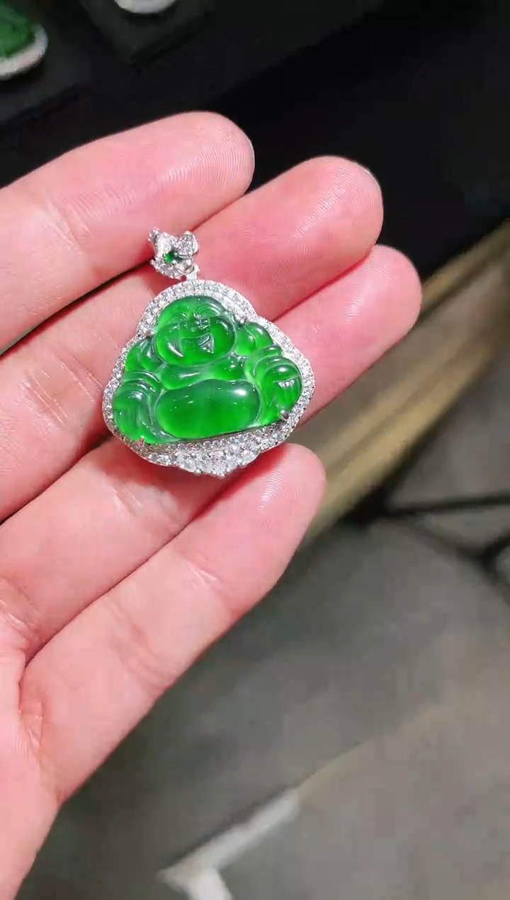 【闪购商品】翡翠吊坠银S925镶嵌30106天然翡翠A货吊坠多样性发