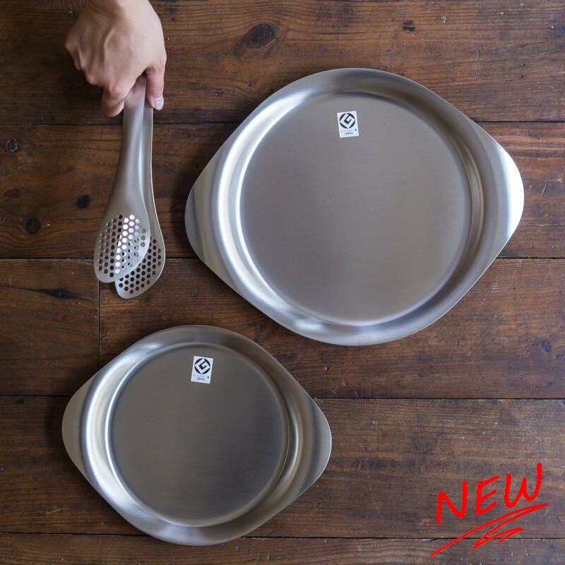 柳宗理日本制进口18-8不锈钢金属西餐盘304意面盘水果点心早餐盘