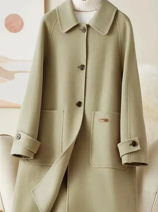 1461-1470女士百搭显瘦双面羊毛大衣毛呢外套