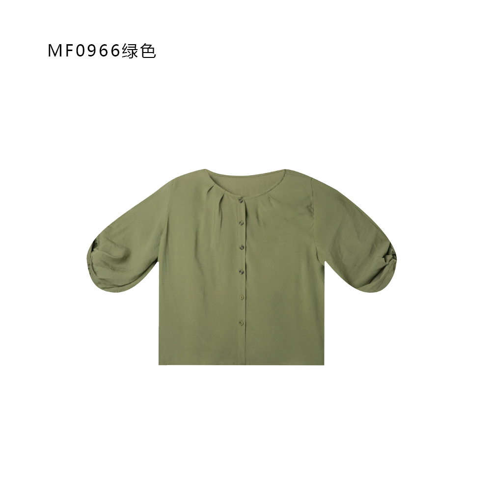 【麻訪家】MF0966绿色文艺简约宽松休闲百搭开衫上衣