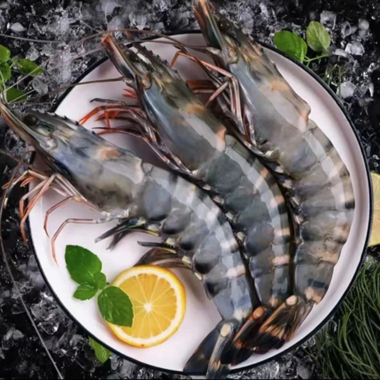 【春春海鲜】 鲜冻黑虎虾 老虎虾 30-40规格 3斤/盒 
