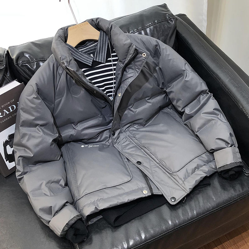 波司登2023冬季羽绒服男士外套立领面包服80绒纯色青年外穿保