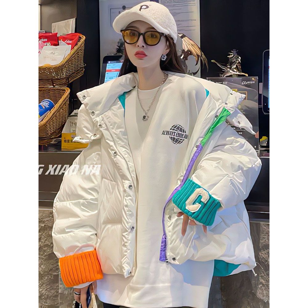 波司登c字母针织袖口面包羽绒服女冬时尚羽绒衣小个子羽绒袄宽松