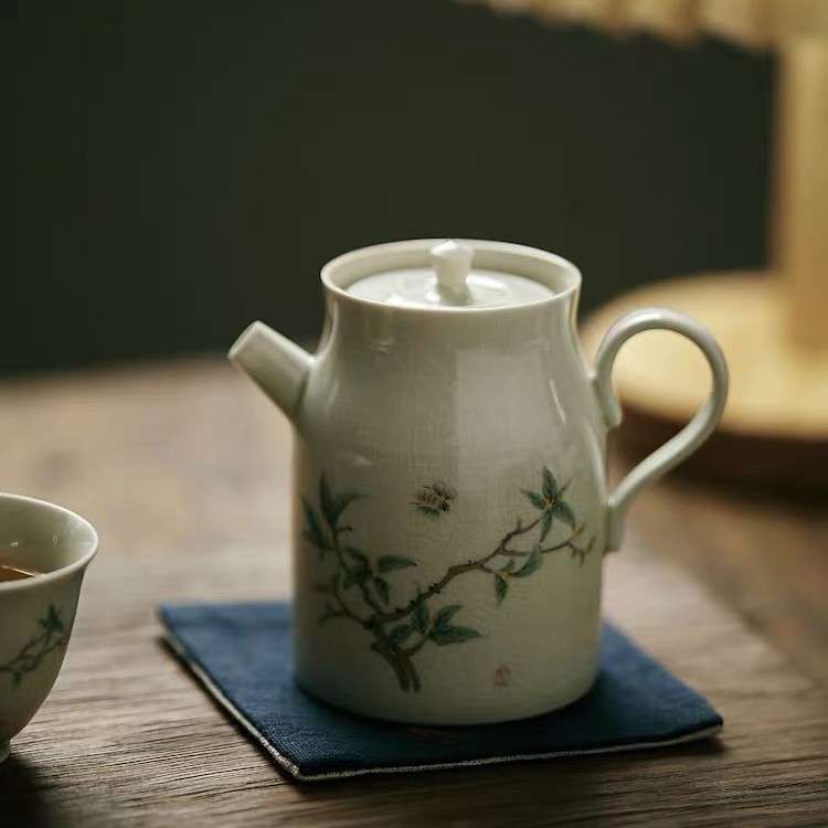 景德镇草木灰茶壶古青釉日式仿古小容量泡茶器开片可养陶瓷功夫茶
