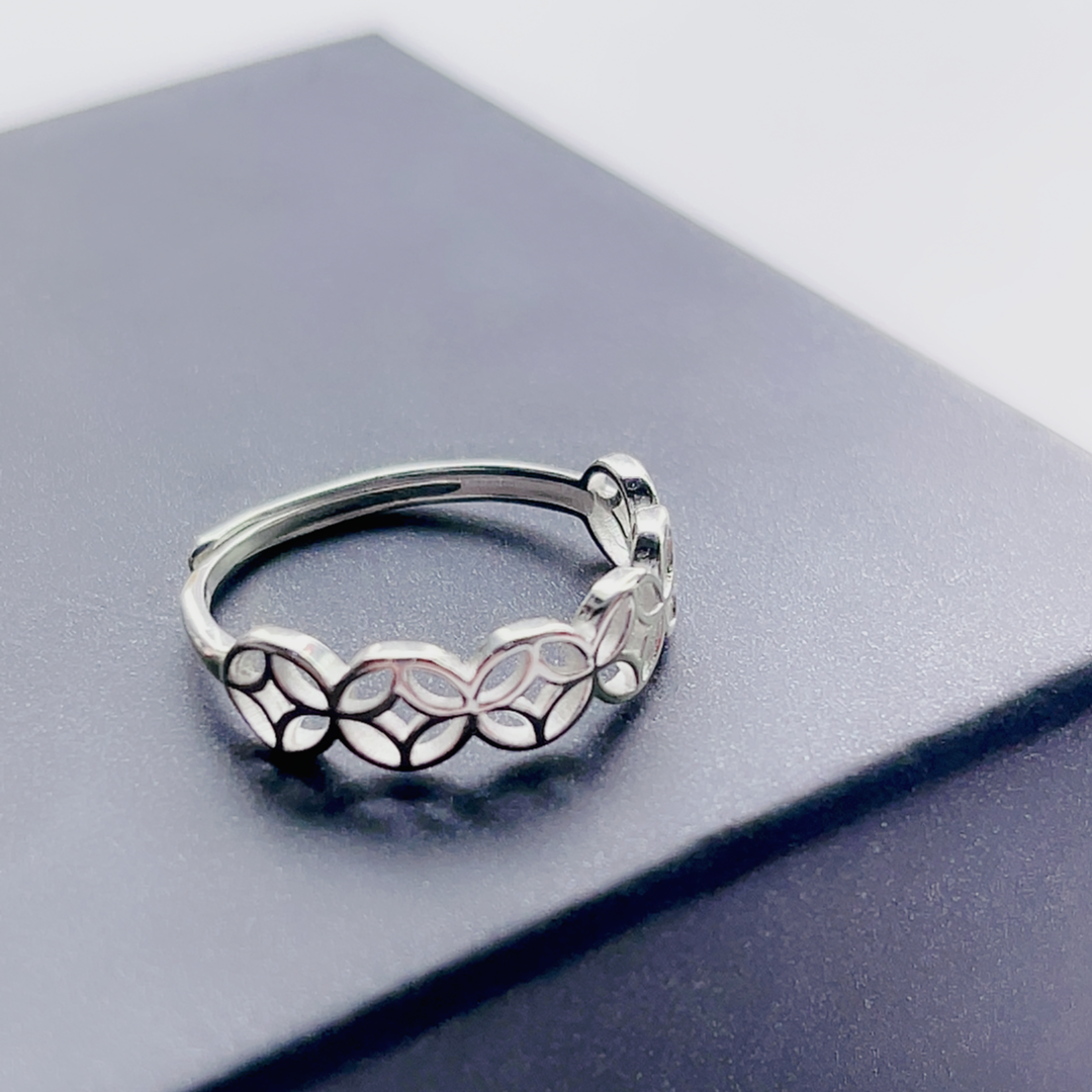 足银戒指 钱多多戒指铜钱款可调节开口百搭个性时尚轻