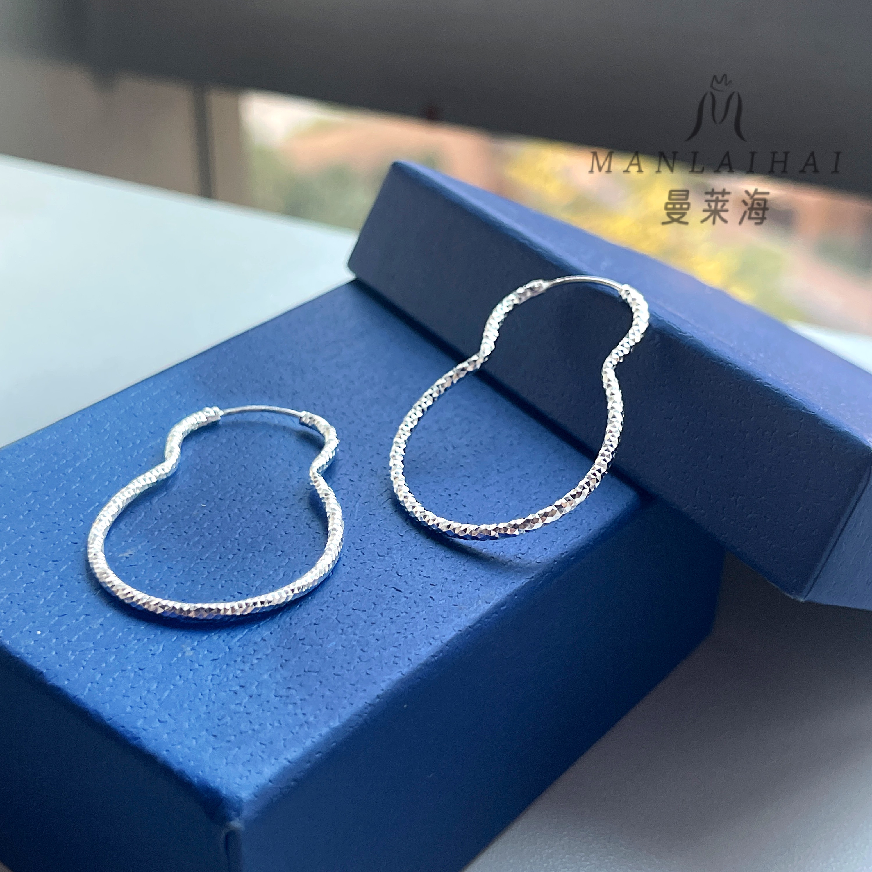 足银耳饰 手工钻花大耳圈复古个性耳圈气质轻奢闪闪钻百搭ins夏天