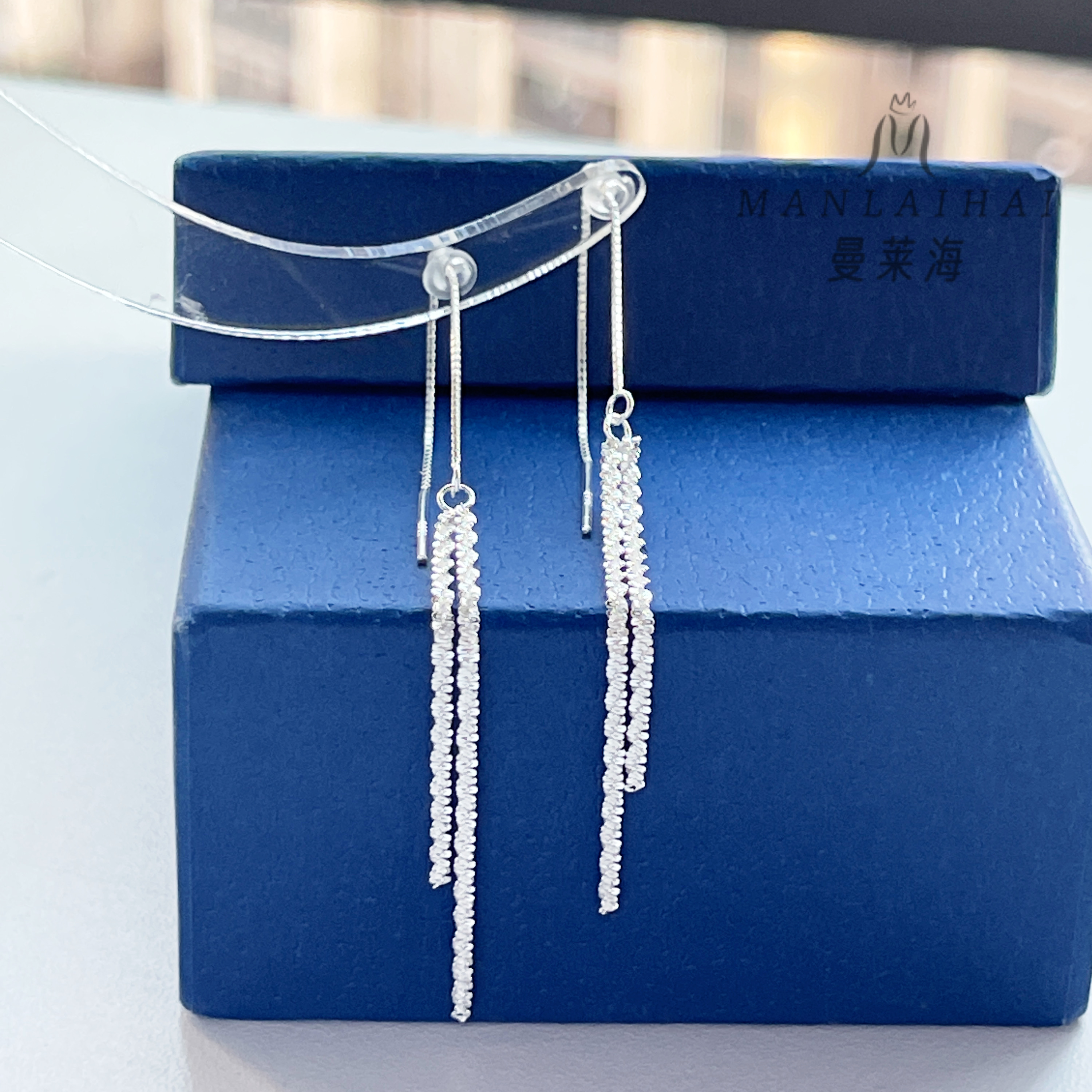 足银耳饰 波光粼粼耳线气质高级感纯银正品个性百搭秋冬