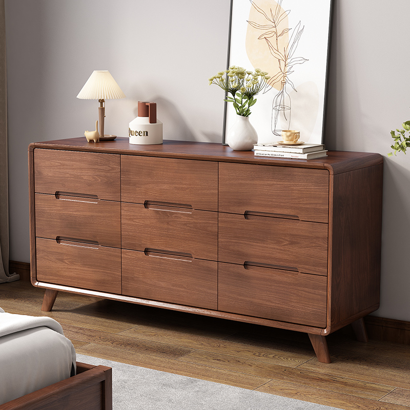 新中式原木实木斗柜五斗柜卧室储物收纳抽屉边柜九斗柜床尾置物柜