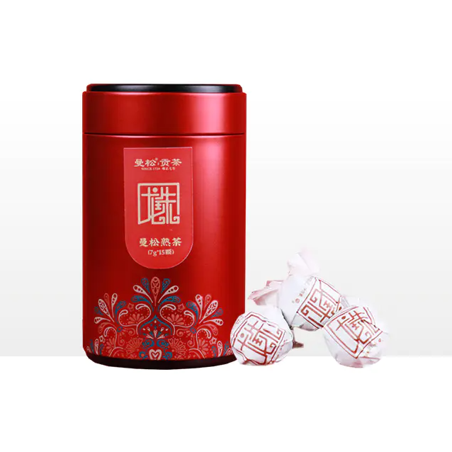 2020曼松熟茶龙珠105g7g*15则道茶业官方旗舰店曼松普洱茶