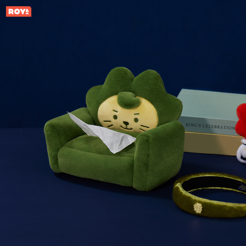 【回流】ROY6莱阳六周年国王系列绿色毛绒纸巾盒   
