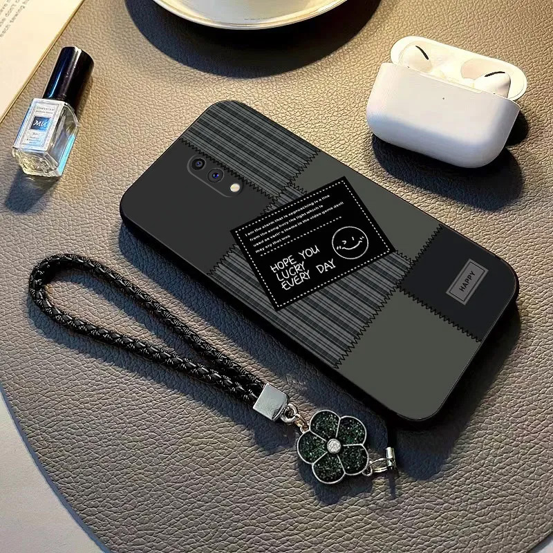 适用于OPPOreno手机壳全包边格纹笑脸硅胶保护壳新款男女网红ins