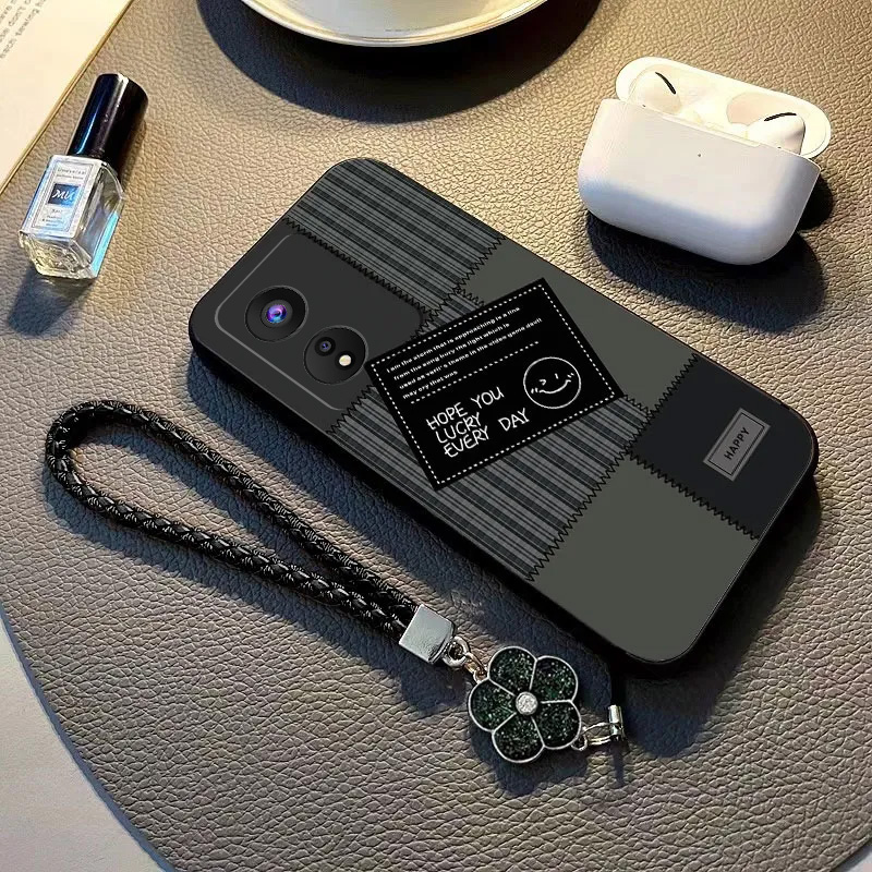 适用于OPPOa97(5G)手机壳全包边格纹笑脸硅胶保护壳新款网红潮ins