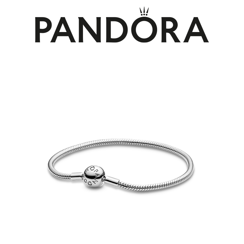 PANDORA/潘多拉 925银手链 圆梦手链银色素款光滑ins小众设计手链