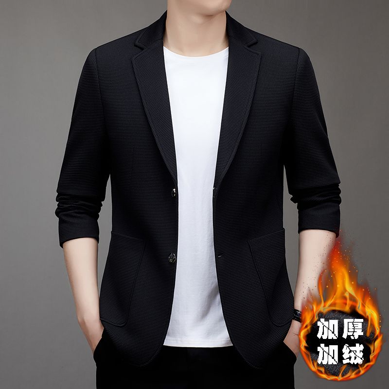 修身春秋中青年韩版帅气商务高档时尚西服外套秋冬季两粒扣西装-