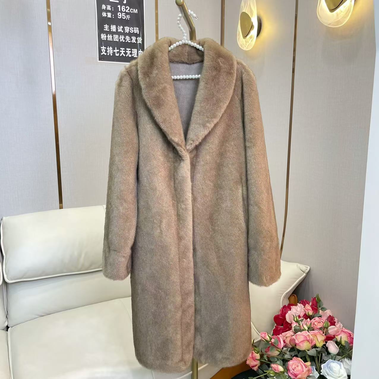 BECHARMING「墨尔本」时尚气质女款秋冬百搭毛外套W0861