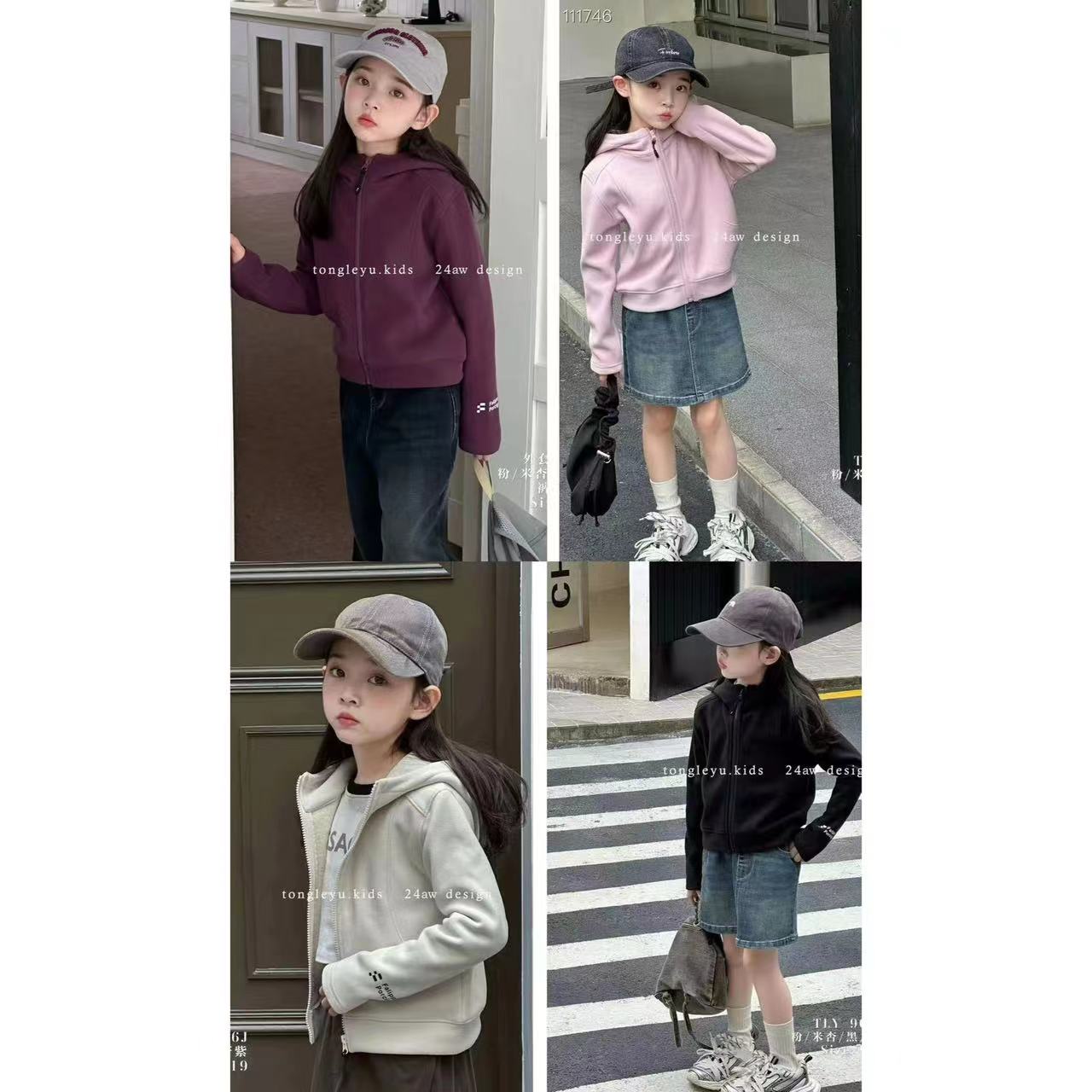 j0753 Lulu风修身连帽运动开衫儿童外套长袖时尚户外休闲百搭秋季