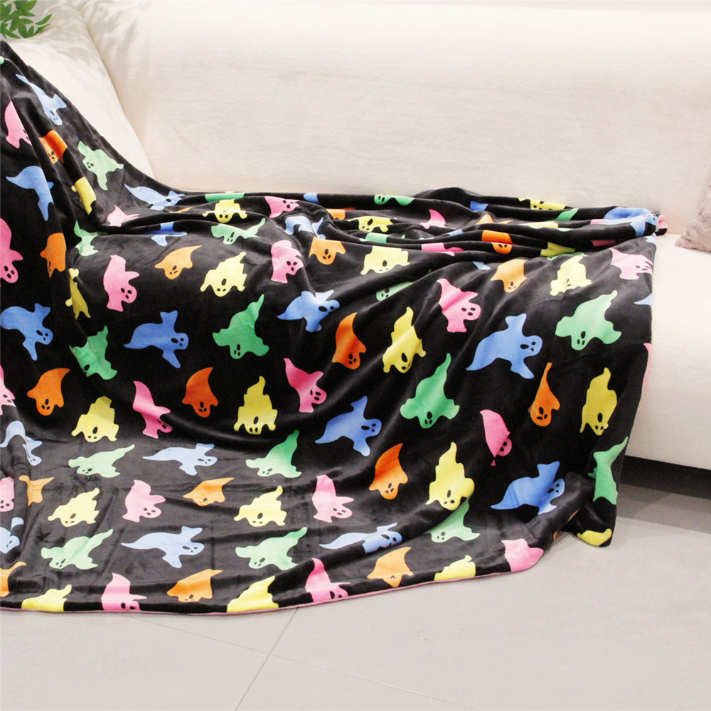 【福老弟】万圣节彩色精灵双层加绒牛奶绒盖毯加厚绒毛毯S048