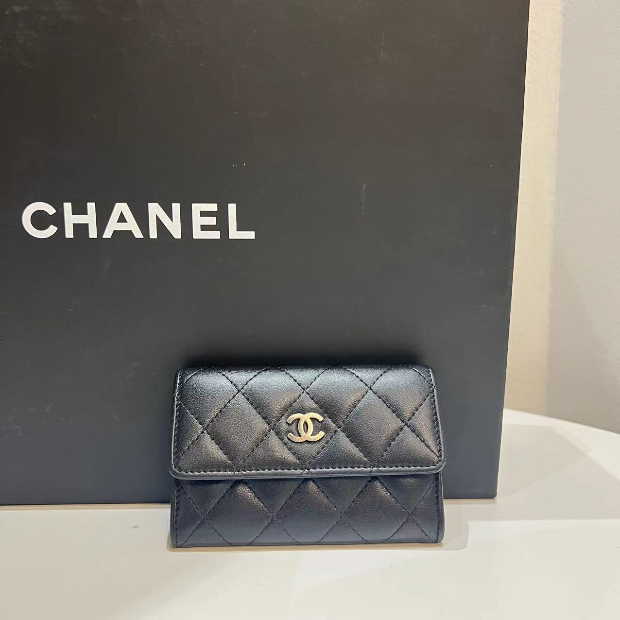 95新 Chanel/香奈儿 钱包 黑银./T240101001C
