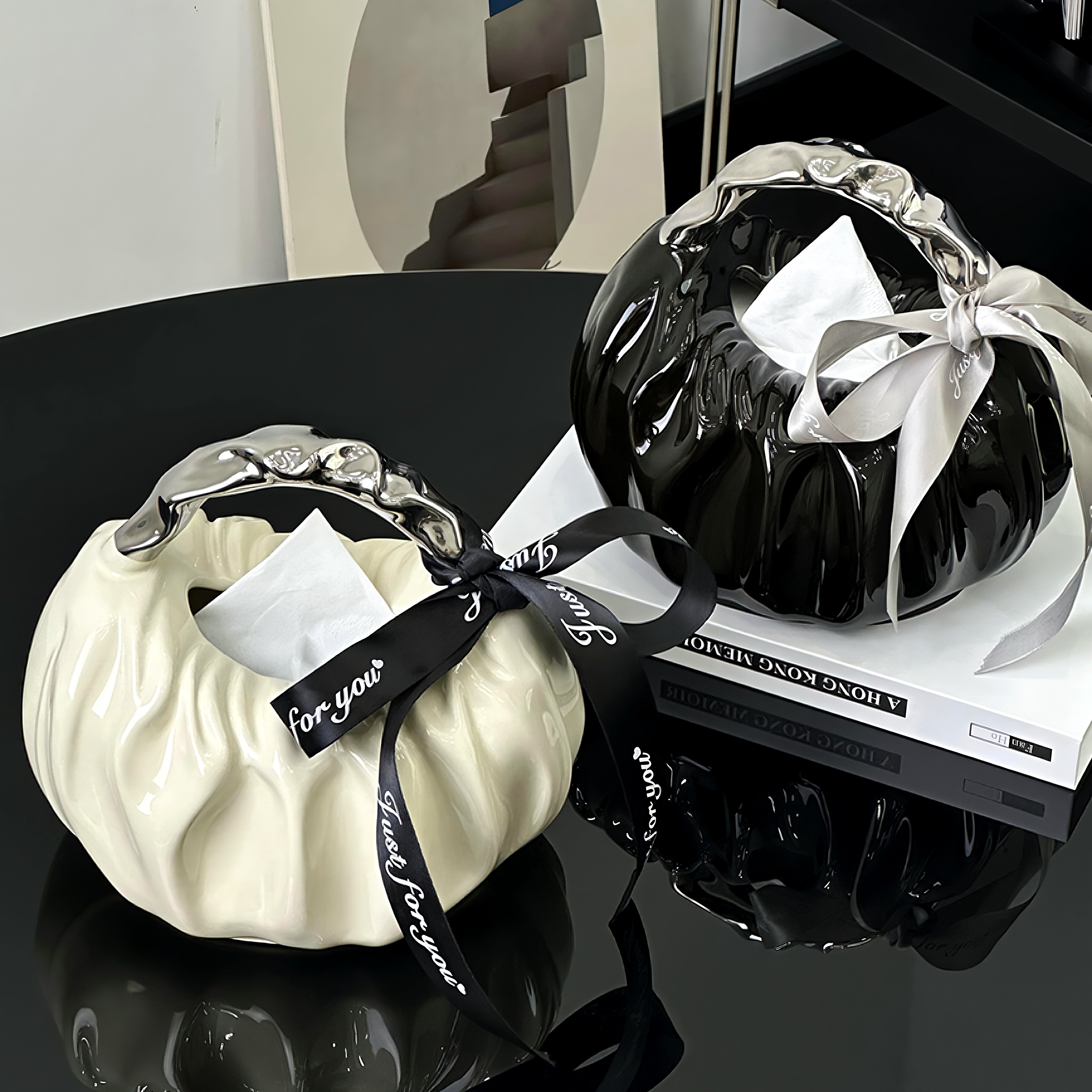 陶瓷纸巾盒家用客厅高颜值轻奢抽纸盒子创意设计感茶几收纳摆件盒