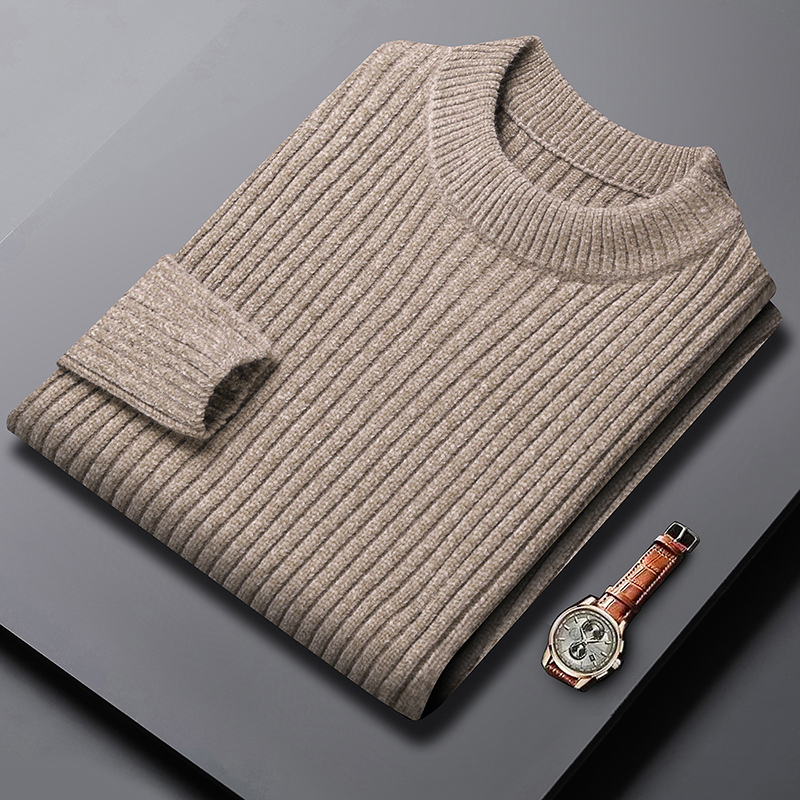 男士高档圆领毛衣秋冬新款加厚保暖休闲纯色针织毛衣打底衫潮6699