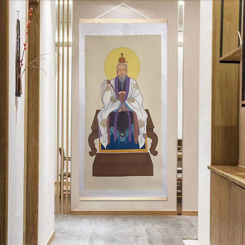 祖师爷菩提老祖画像挂画孙悟空师傅客厅玄关供奉装饰
