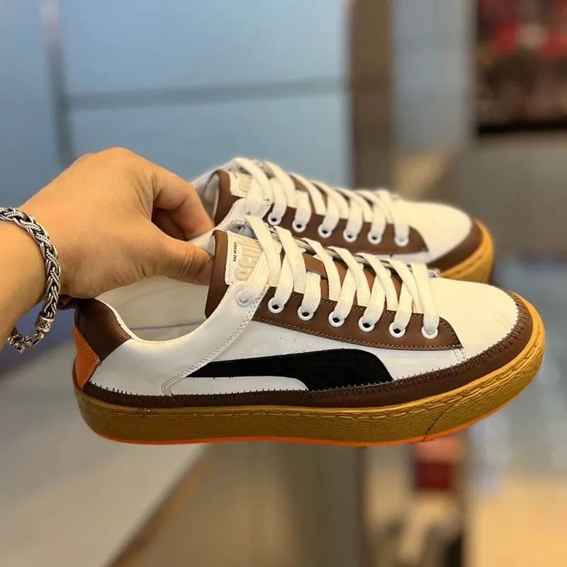 男鞋秋季新款低帮透气潮流百搭皮面厚底增高软底英伦运动休闲鞋男