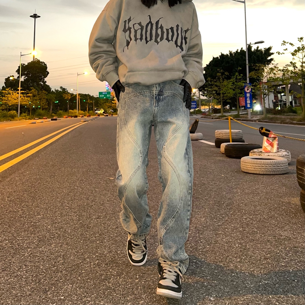 小众别致裤子男女潮牌ins欧美高街vibe风美式hiphop牛仔裤显瘦潮