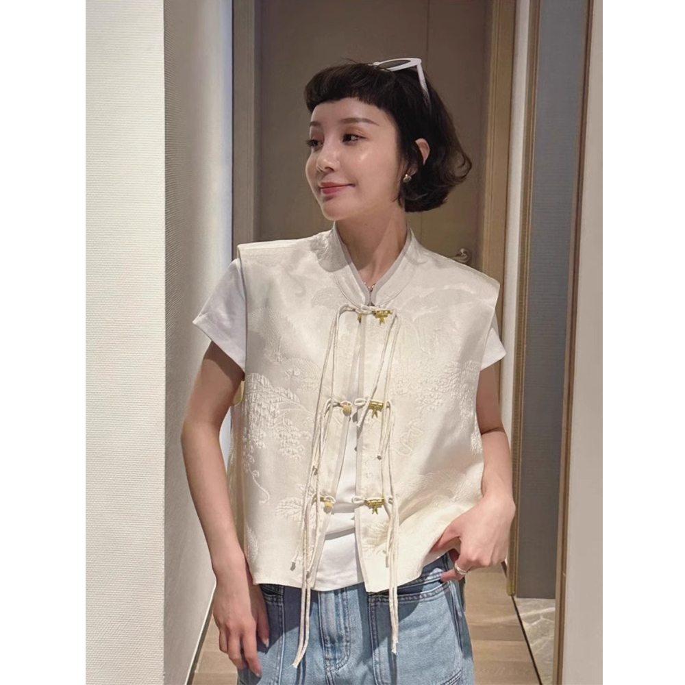 【清仓】新中式国风马甲春秋网红高端精致绝美黑色盘扣背心女外搭