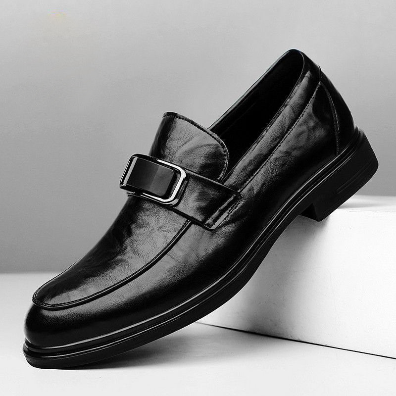 （头层羊皮）0402休闲皮鞋秋季男士套脚真皮男鞋一脚蹬懒人鞋皮鞋子